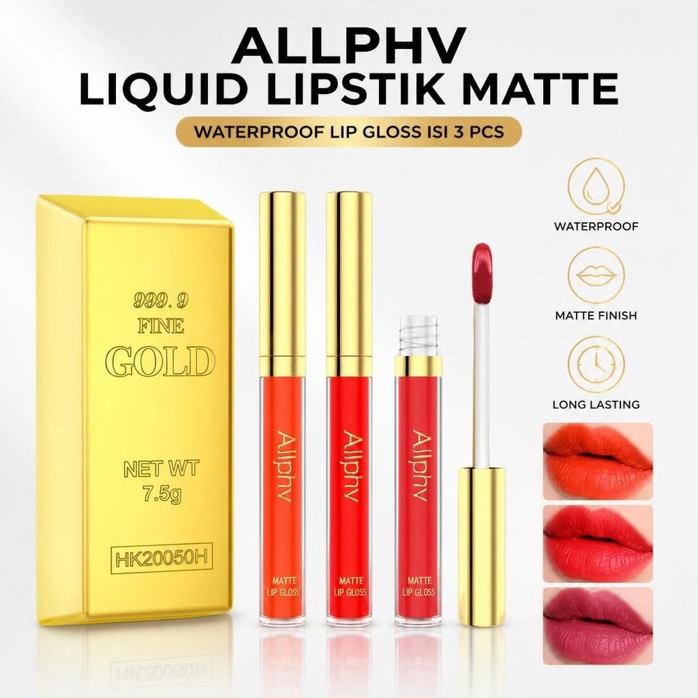 Allphv Matte Lipcream Gold Lipstik Isi 3
